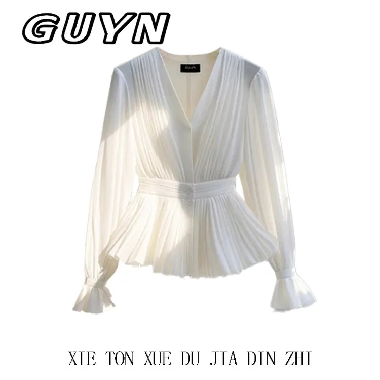 GUYN春秋季新款百搭衬衫女款2025法式轻奢极简风衬衫小众上衣