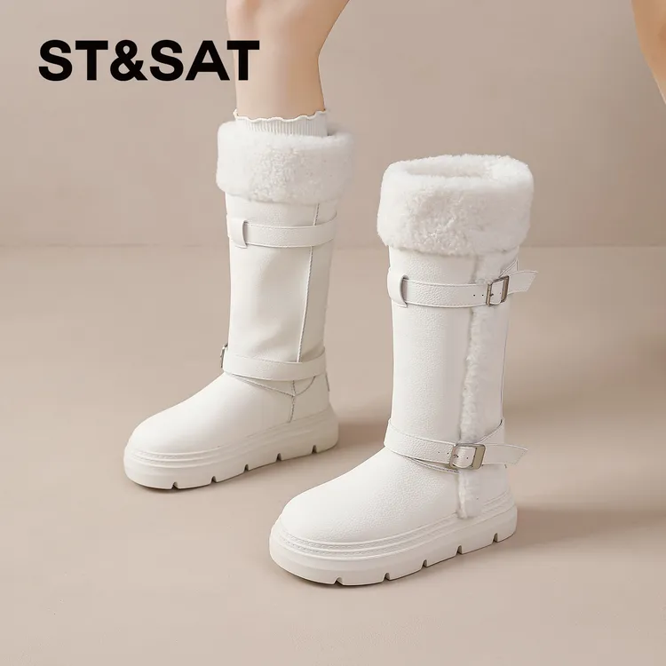星期六白色雪地鞋女款2025新款爆款长筒靴女厚底东北保暖高筒靴子