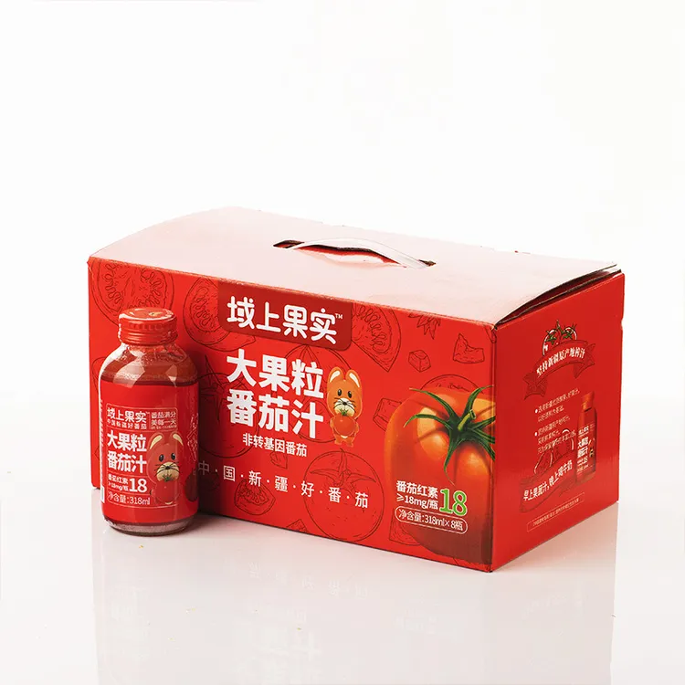 新疆笑厨域上果实大颗粒番茄汁饮料 318ml*8瓶/箱 整箱礼品装