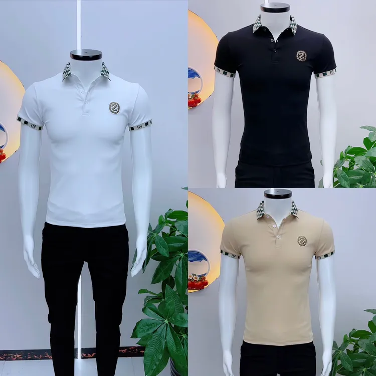 潮流男士新款Polo衫时尚金蛇刺绣男士夏季休闲百搭个性潮牌Polo衫
