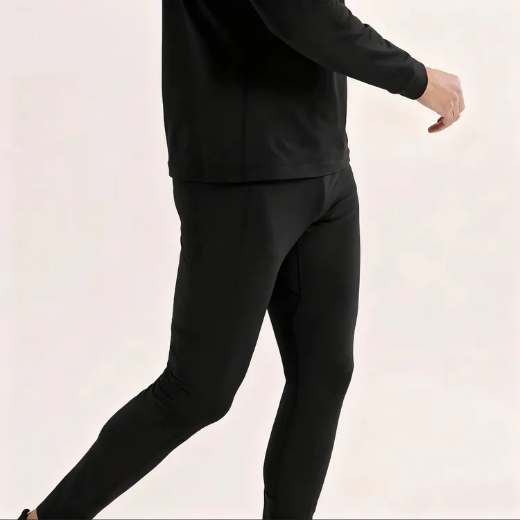 轻量速干透气弹力 秋冬薄绒男士内层紧身综合运动长裤 6110