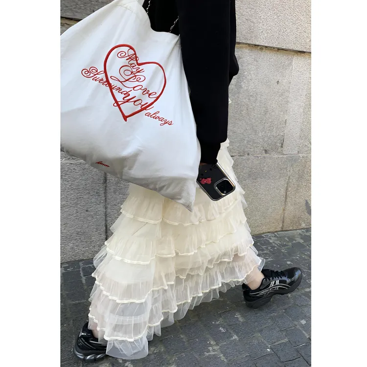 高级感法式网纱拼接蛋糕半身裙女春季新款时尚气质百搭长裙子