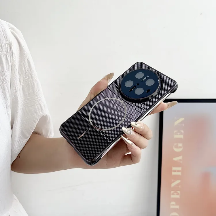 适用华为Mate70/60/50/OPPO/vivo/小米无边框双拼格纹渐变磁吸壳