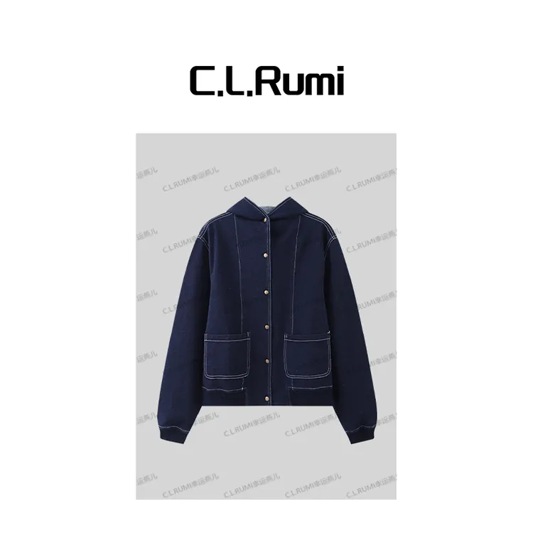 【Rumi时装】“明线外套”25早秋撞色明线休闲百搭牛仔连帽外套6950wt