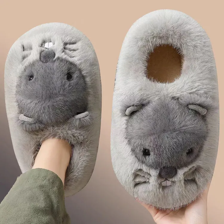 猫力男士包跟棉拖鞋冬季2025新款卡通土拨鼠厚底加绒加厚保暖棉鞋