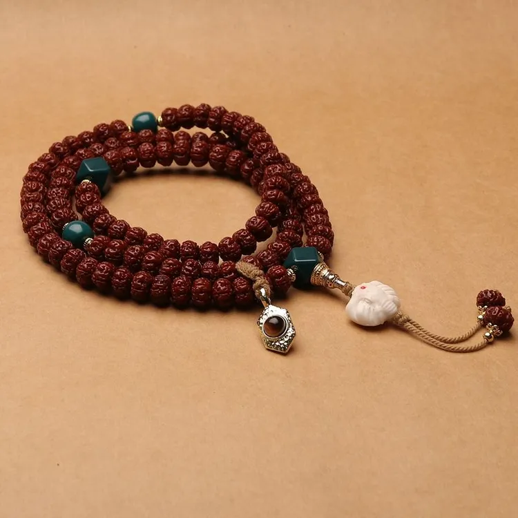 玉化包浆天然机刷小金刚菩提子手串108颗佛珠手链男女六瓣文玩1.1