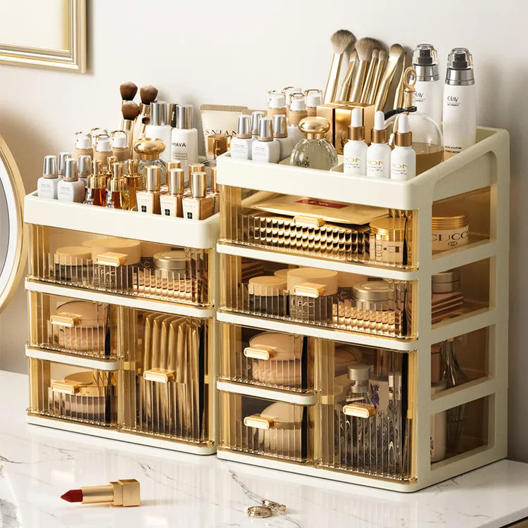 化妆品收纳盒桌面高级感梳妆台抽屉式置物架洗漱台护肤整理柜新款