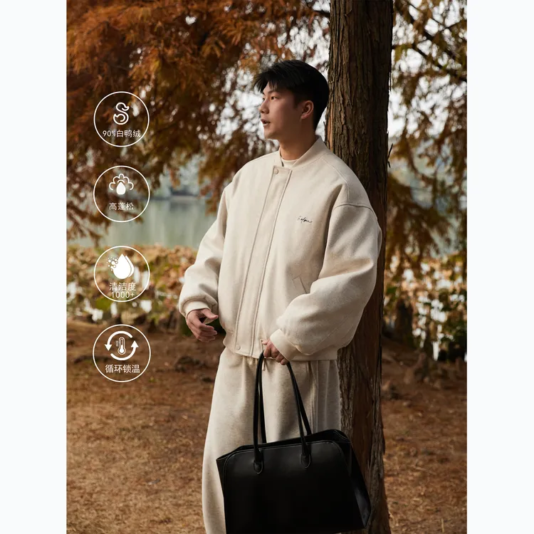 Zone11冬2025新款「」Downplus90白鸭绒棒球羽绒服宽松安心绒ZYR101