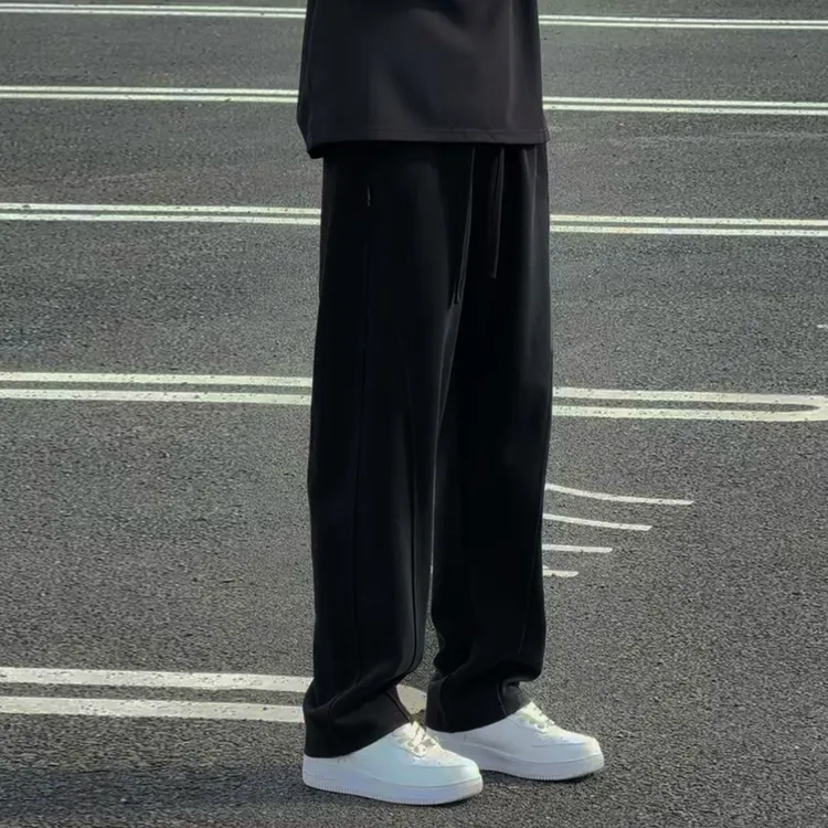 男士冬季重磅卫裤宽松加绒垂坠感慵懒松弛棉质休闲运动弯刀直筒裤