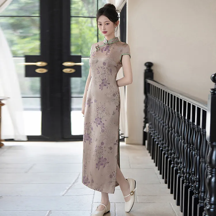 新中式旗袍高端日常可穿2025夏季复古改良长裙老上海素雅国风礼服