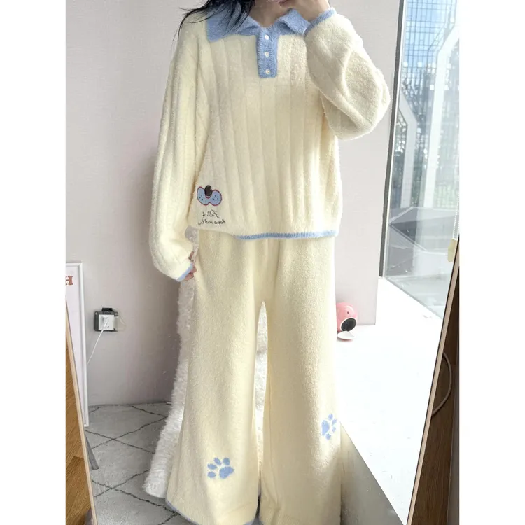 【DMXJ大梦想家】可爱卡通印花睡衣女款秋冬2025新款半边绒保暖套装