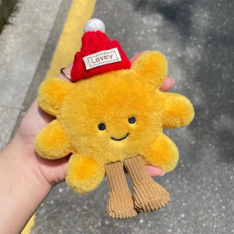 温暖的小太阳挂件戴帽子泳镜治愈太阳公仔钥匙扣可爱精致小玩偶款