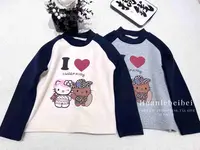 现货Q379女童冬季加绒加厚爱心拼色卫衣