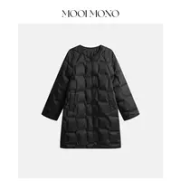 MOOI MONO"轻盈锁温"显瘦气质百搭格型中长款休闲羽绒服 Y015H54