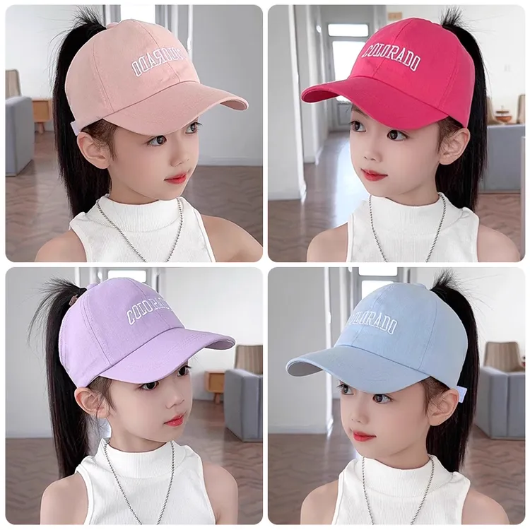 儿童亲子棒球帽夏季可扎马尾女童空顶帽潮流宝宝遮阳帽防晒鸭舌帽