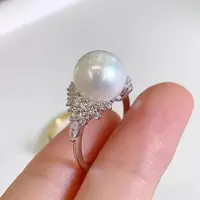 非金属仿珍珠戒指 9547号35380#细闪质感镶嵌珠珠开口戒指（预）