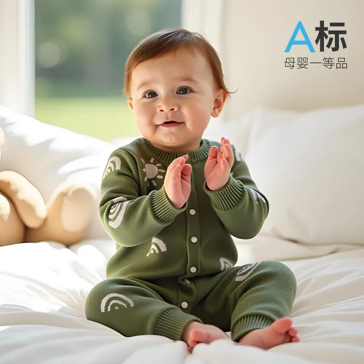 婴幼儿春装衣服毛衣春秋款针织连体衣春季宝宝衣服洋气长袖外出服