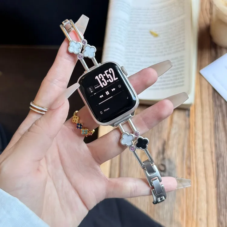 四叶草皓石金属适用applewatchS10/11表带iwatch98苹果手表华强北