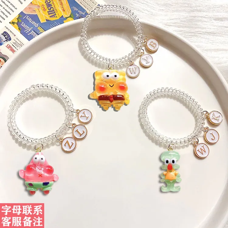 海绵宝宝派大星字母定制diy皮筋卡通电话线手环适合送女生当礼物