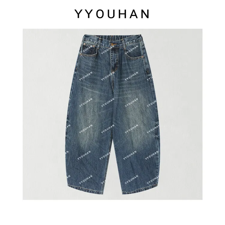 YYOUHAN 2025新款【海岸蓝调】松紧高腰经典老爹牛仔裤 2508C4372