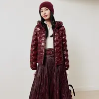 【王雪糕专属】firststation休闲拉链款亮面轻薄短款羽绒服女Y121A