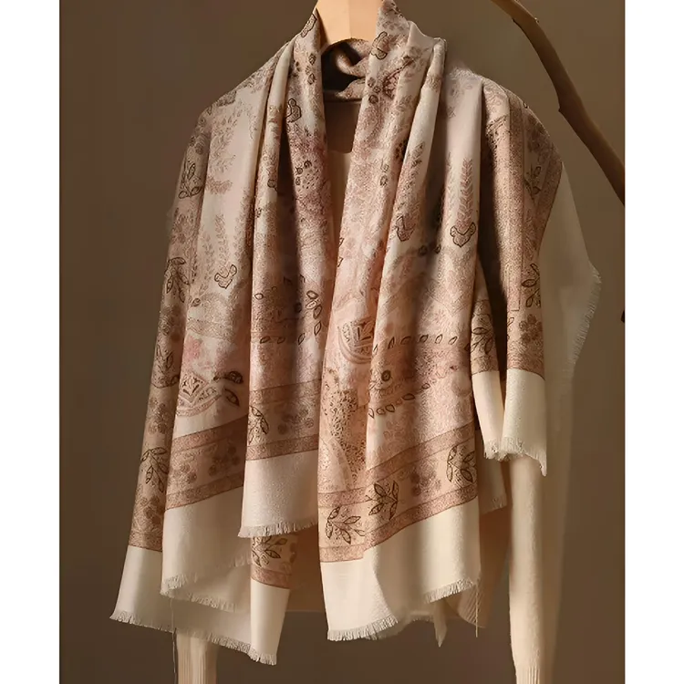 真丝羊毛lp钻石纹粉末色复古腰果135方巾丝巾围巾披肩外搭H299