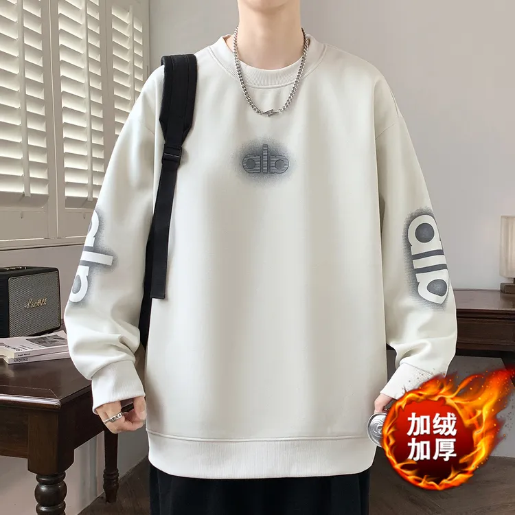 秋冬新款加绒加厚卫衣男生保暖潮流百搭上衣青少年宽松休闲打底衫