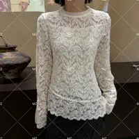 【格子家】重工长袖假两件蕾丝打底衫B492