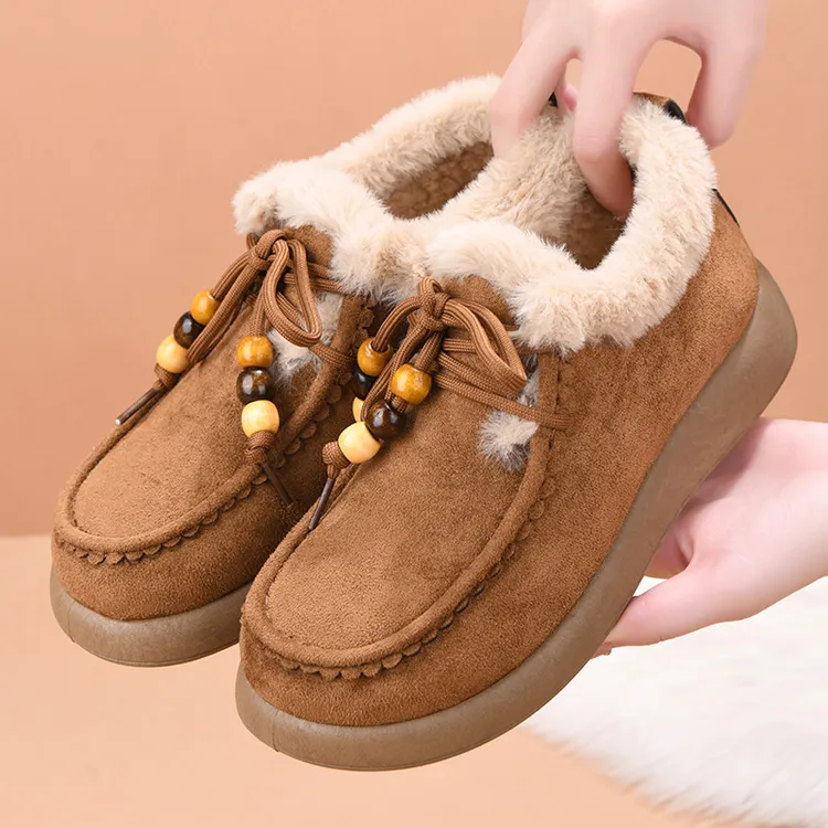 冬季老北京棉鞋女加绒保暖妈妈鞋棉靴加厚防滑女士雪地靴厚底防寒