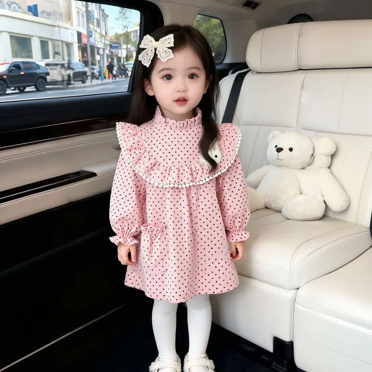 宝宝绒冬季长袖罩衣儿童玩耍防脏外穿护衣女孩儿荷叶边公主连衣裙