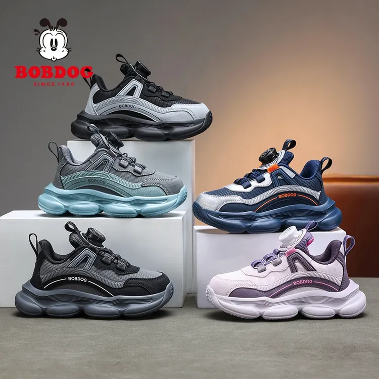 巴布豆童鞋男童2025潮款小孩鞋子6-12岁秋季皮面中大童儿童运动鞋