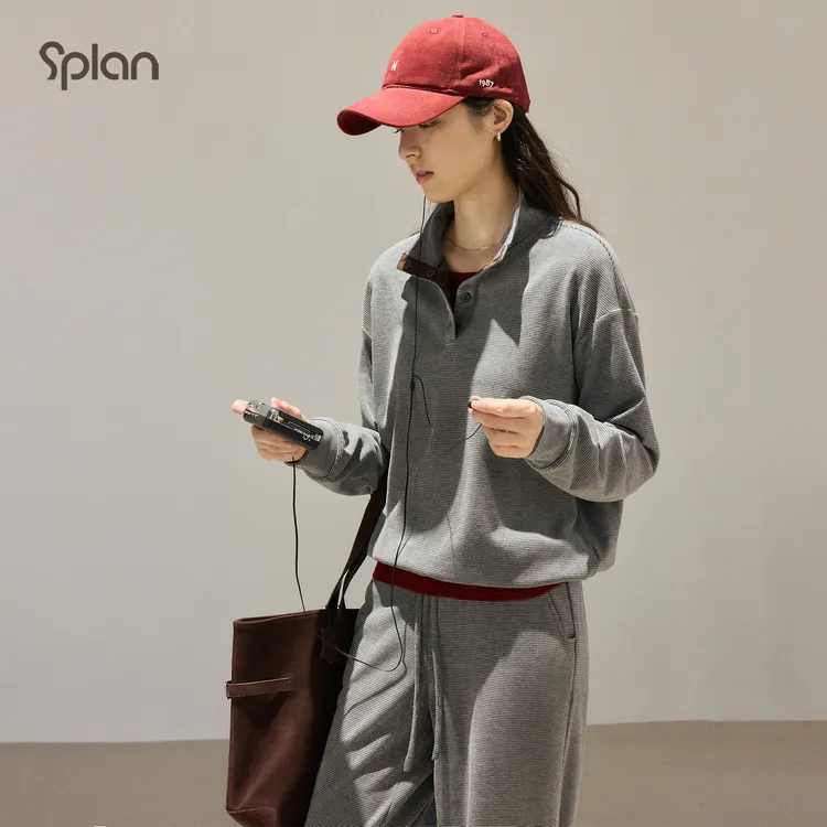 SPLAN 简约休闲百搭立领运动长袖卫衣25441
