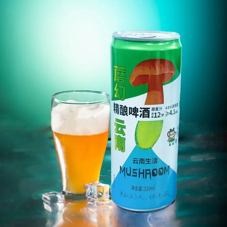闹江湖蘑幻云南330ml蘑菇风味精酿听装啤酒麦芽12°P酒精4.1°