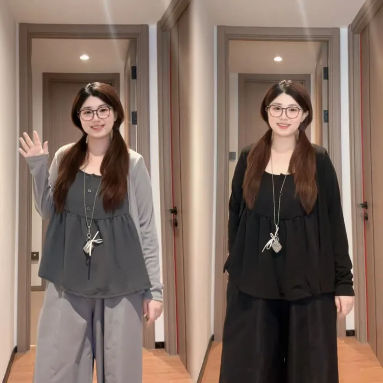 【甜宝专属三件套】慵懒风薄款开衫外套内搭吊带女早秋长裤套装