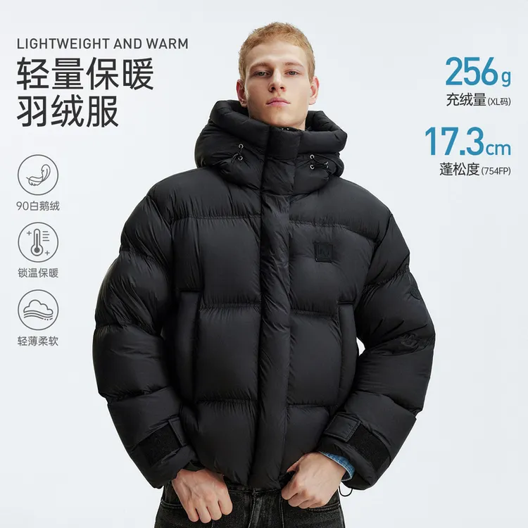 MEDM 90白鹅绒超轻高克重泡芙羽绒服美式休闲保暖连帽情侣外套冬