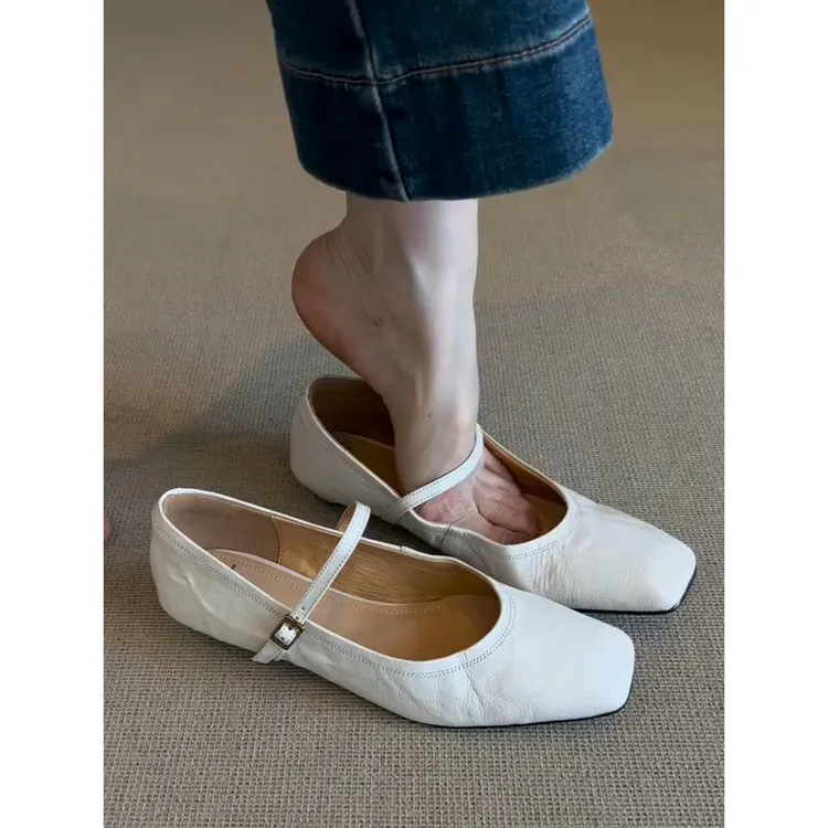 羊皮版~法式复古单鞋女2025新款一字带简约通勤软底绝美玛丽珍鞋