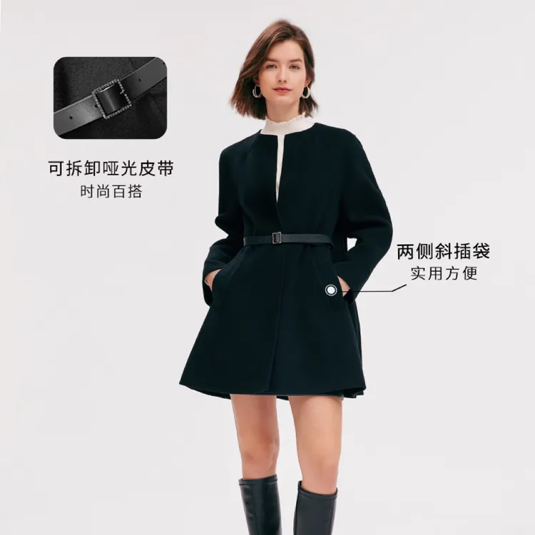 【专柜现货】歌莉娅 冬季新品斗篷大衣羊毛双面呢1ACR6E170