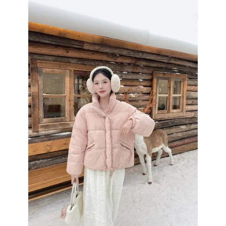 2025 短款白鸭绒羽绒服立领女款女士时尚女百搭长袖羽绒服