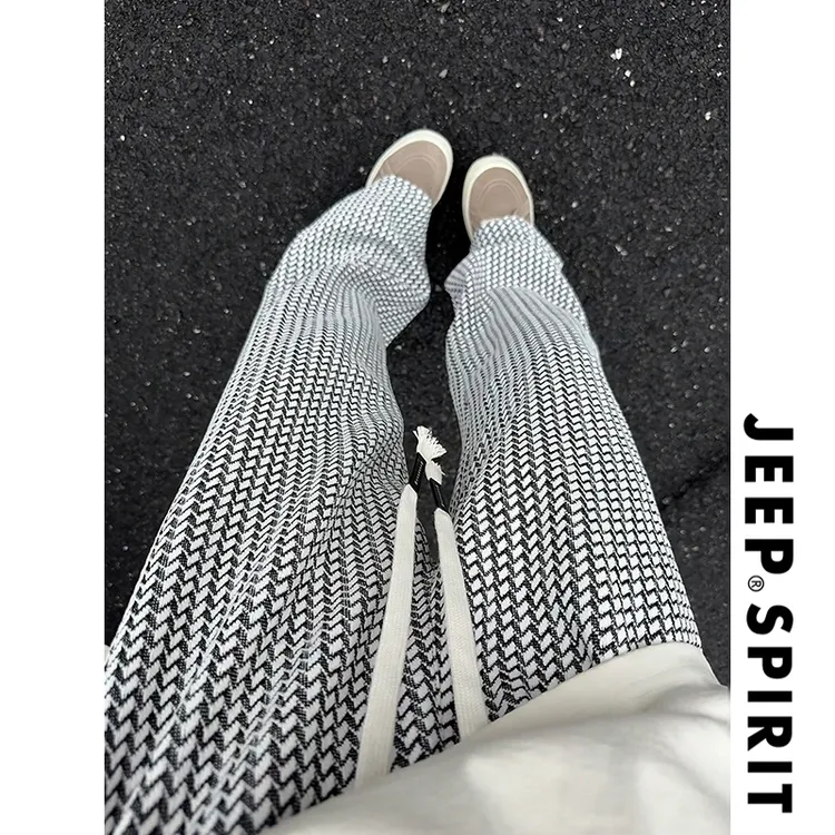 【高品质】JEEP吉普美式高级感千鸟格cleanfit休闲裤百搭大码直筒裤