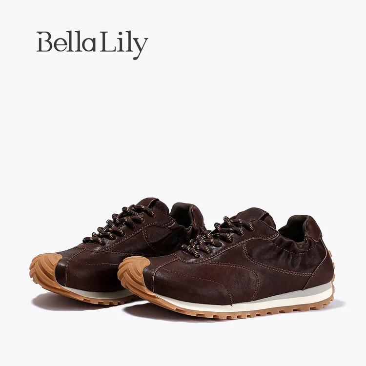 BellaLily2025秋季新款复古轻便休闲鞋显脚小阿甘鞋百搭运动鞋女
