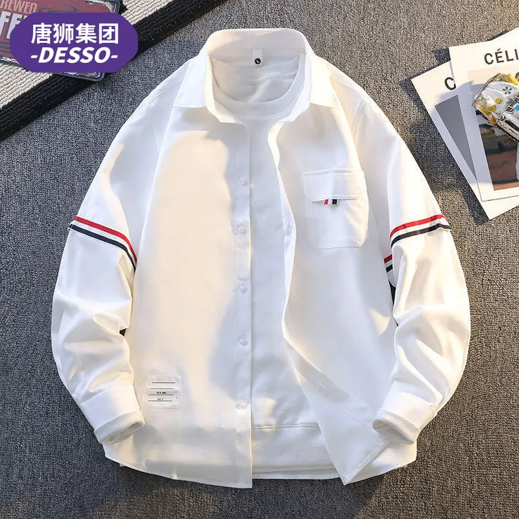 【衬衫穿搭】唐狮集团DESSO春秋季长袖衬衫男学生潮流宽松休闲衬衣