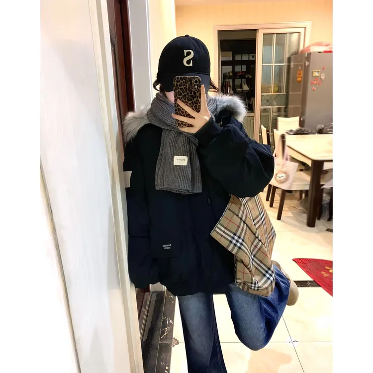 棉服女冬2025年新款美式工装大毛领加厚休闲设计感小个子棉衣外套