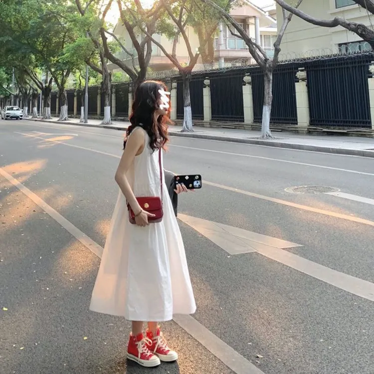 2025初恋法式名媛风连衣裙子女装夏季小个子无袖背心打底仙女长裙