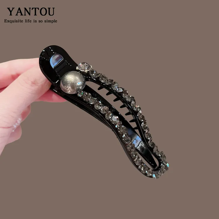 高级感2025新款镶钻一字夹抓夹女网红后脑勺懒人夹盘发夹鸭嘴夹