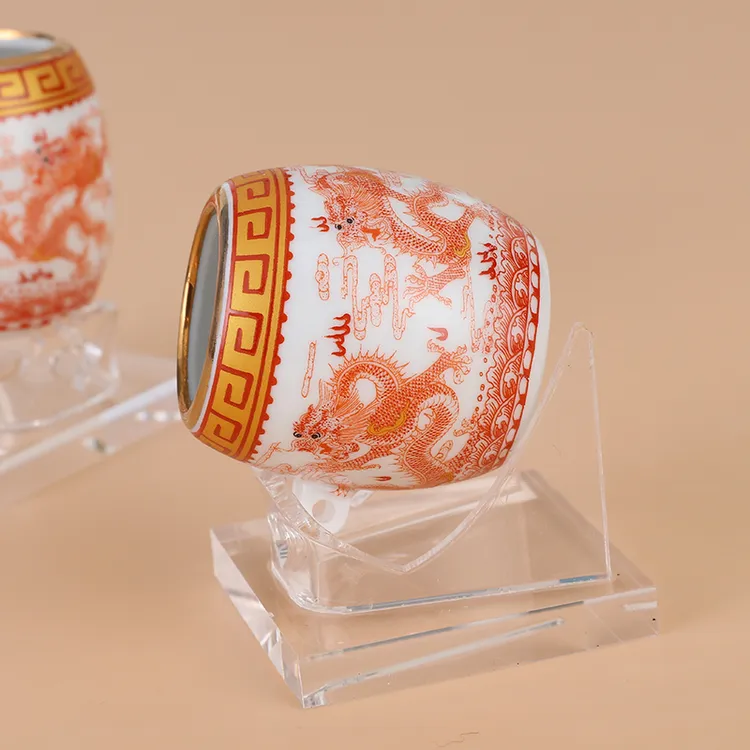 蜡嘴鸟笼配件陶瓷鸟食罐盒水杯碗鸟食杯用品画眉百灵陶瓷腰鼓食碗