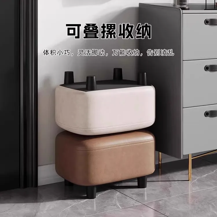 换鞋凳门口玄关入户穿鞋小凳子简约沙发垫脚软包客厅皮艺矮凳