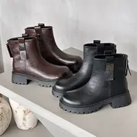51-36S 新款时尚休闲百搭厚底英伦风韩版瘦瘦靴加绒