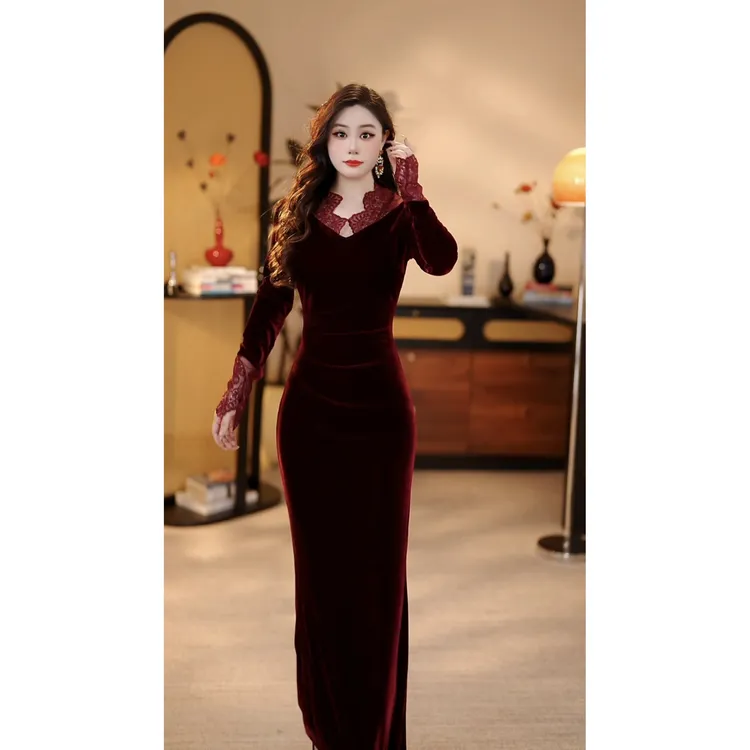 【徐御姐】小舞步裙秋季新款法式气质收腰显瘦鱼尾连衣裙-YL11090