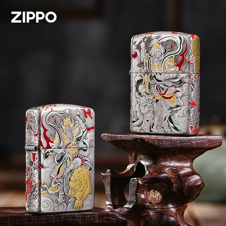 ZIPPO/之宝打火机【门神-神荼郁垒】银色复古国风原装防风DYJ1