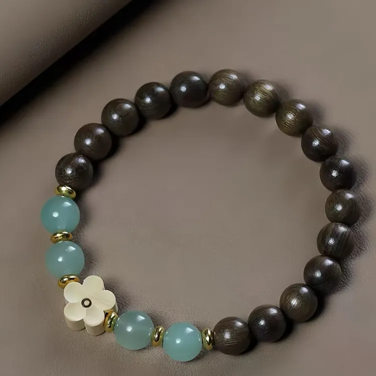 手链 S0291-阴沉木单圈手串+梅花0.8cm